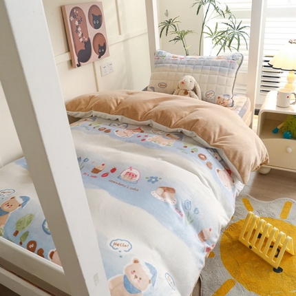 91家纺网 家纺一手货源 找家纺 （总）爱思凯家纺 2025新款A类牛奶绒学生床褥三件套-初心系列