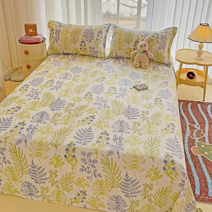 91家纺网 家纺一手货源 找家纺 名兮家居 2024新款时尚卡通风高克重牛奶绒床单-盖毯 清新物语