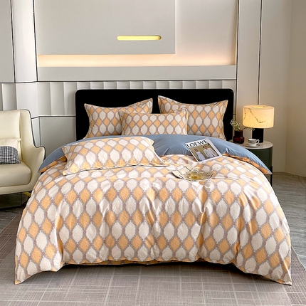 91家纺网 家纺一手货源 找家纺 2024新款全棉生态磨毛四件套 追光(蓝)