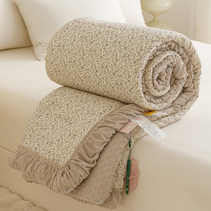 91家纺网 家纺一手货源 找家纺 有货 2024新款韩版全棉双层皱皱纱豆豆大豆被被子被芯 曼雪莉