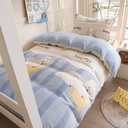 91家纺网 家纺一手货源 找家纺 （总）爱思凯家纺 2025新款A类牛奶绒学生床褥三件套-初心系列