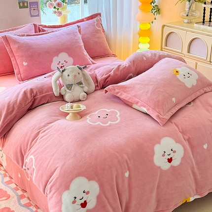 91家纺网 家纺一手货源 找家纺 （总）518家纺 2025新款A类高克重臻棉绒牛奶绒法兰 绒四件套