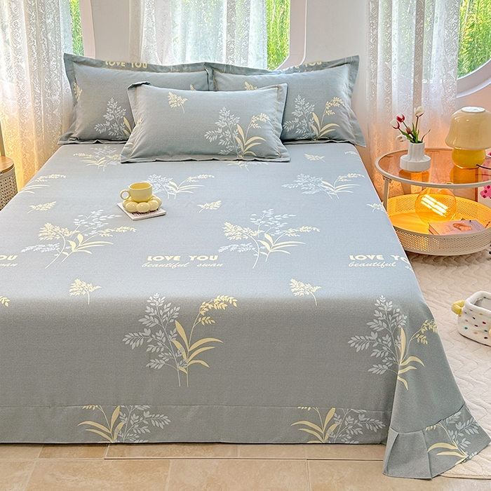 91家纺网 家纺一手货源 找家纺 家贝爱 2024新款加厚纯棉生态磨毛床单系列 叶舞轻盈