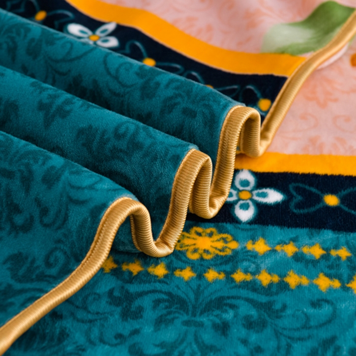 91家纺网 家纺一手货源 找家纺 阿亮家居 2024新款8.5斤保暖牛奶绒金貂绒床裙款四件套 葵花向日