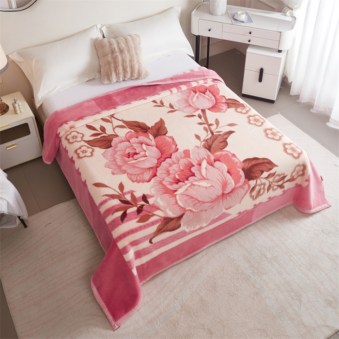 91家纺网 家纺一手货源 找家纺 2024新款柔软欧式轻奢真羊毛毛毯毯子 花之恋