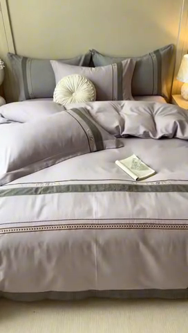 91家纺网 家纺一手货源 找家纺 2024新款A类云柔棉加密柔顺磨毛四件套千鸟格系列 千鸟格-鸢尾紫