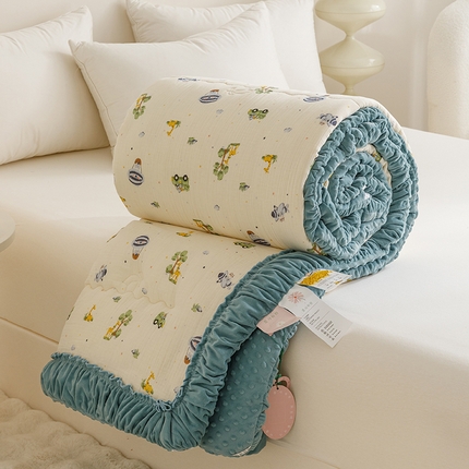 91家纺网 家纺一手货源 找家纺 （总）有货 2024新款韩版全棉双层皱皱纱豆豆大豆被被子被芯