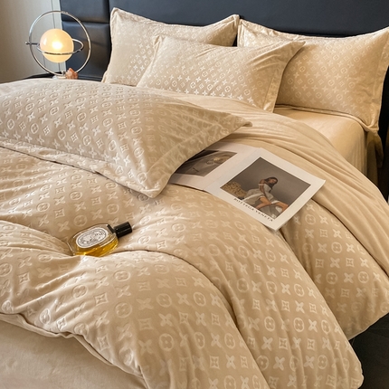 91家纺网 家纺一手货源 找家纺 （总）金牛座家纺 2025新款婴儿绒刺绣提花四件套-永恒