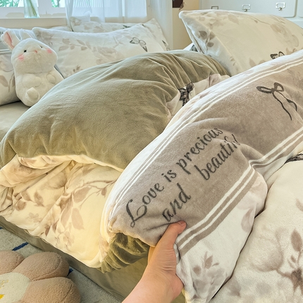 慕澄家纺 2024新款小清新可爱印花牛奶绒加厚保暖四件套 夜舞精灵