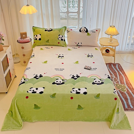（总）名兮家居 2024新款时尚卡通风高克重牛奶绒床单-盖毯