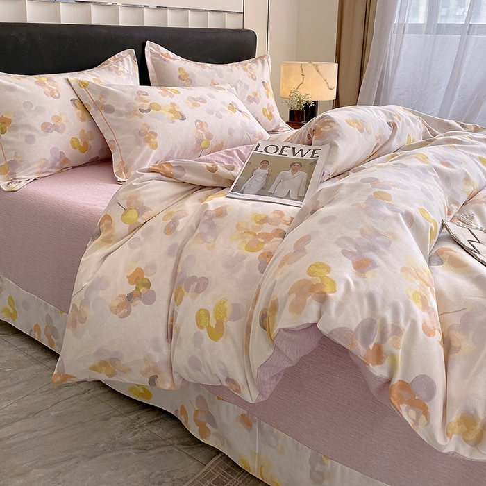 91家纺网 家纺一手货源 找家纺 2024新款全棉生态磨毛四件套 四季风(灰)