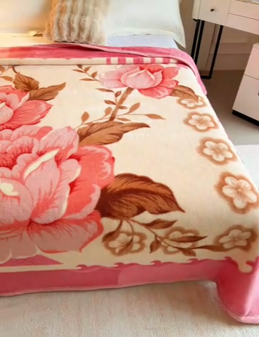 91家纺网 家纺一手货源 找家纺 2024新款柔软欧式轻奢真羊毛毛毯毯子 花之恋