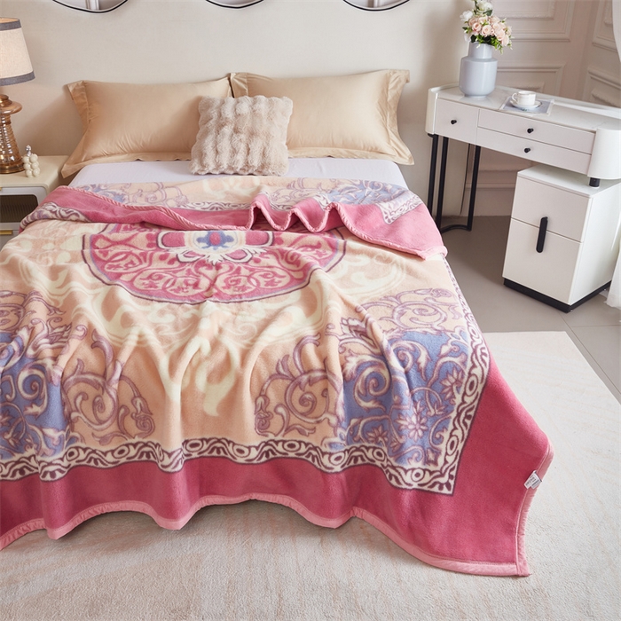 91家纺网 家纺一手货源 找家纺 2024新款柔软欧式轻奢真羊毛毛毯毯子 梦幻城