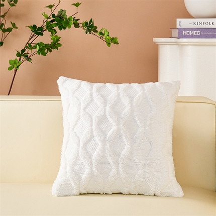 91家纺网 家纺一手货源 找家纺 （总）品尚嘉 跨境亚马逊ins毛绒抱枕套纯色几何菱形沙发靠垫