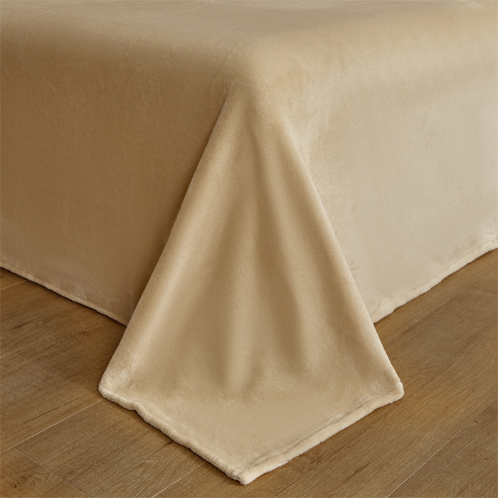 91家纺网 家纺一手货源 找家纺 启程家纺 2024新款A类加厚230克纯色双拼牛奶绒四件套 奶油粉+奶咖