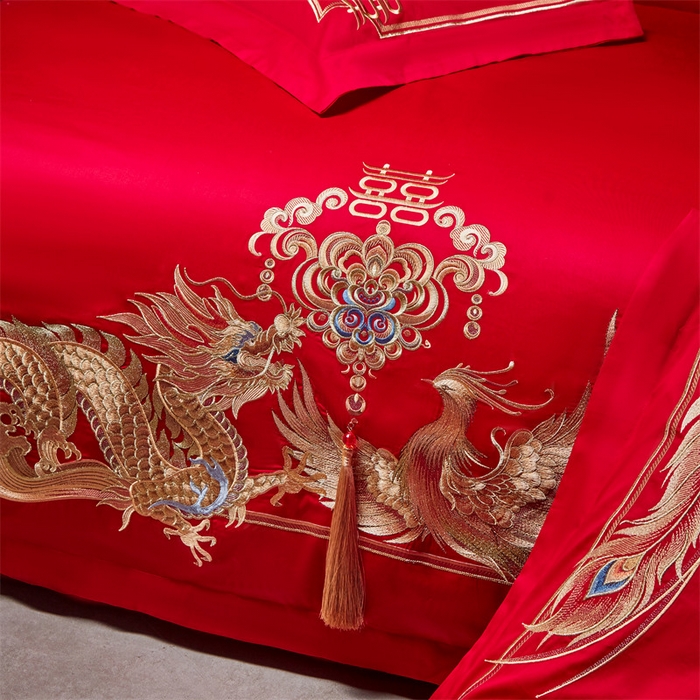 91家纺网 家纺一手货源 找家纺 宏羽纺家纺 2024新款13372纯棉婚庆套件系列 含情脉脉