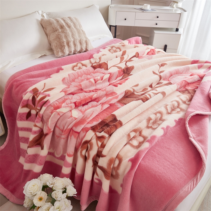 91家纺网 家纺一手货源 找家纺 2024新款柔软欧式轻奢真羊毛毛毯毯子 花之恋