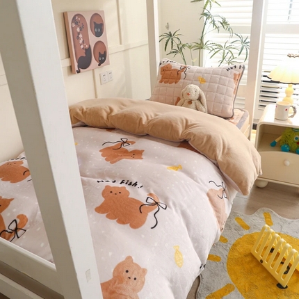 91家纺网 家纺一手货源 找家纺 （总）爱思凯家纺 2025新款A类牛奶绒学生床褥三件套-初心系列