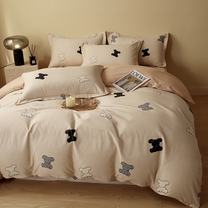 91家纺网 家纺一手货源 找家纺 2024新款全棉生态磨毛四件套 喜饰