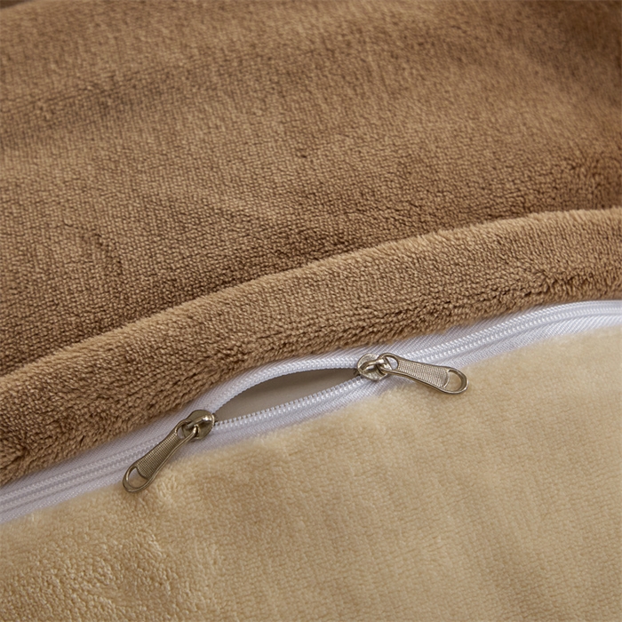 91家纺网 家纺一手货源 找家纺 启程家纺 2024新款A类加厚230克纯色双拼牛奶绒四件套 奶咖+奶茶咖