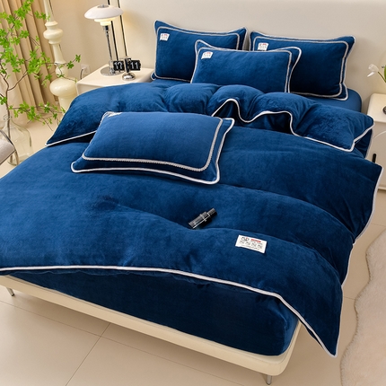 91家纺网 家纺一手货源 找家纺 （总）绒品荟家纺 2025新款加厚纯色牛奶绒床笠款四件套