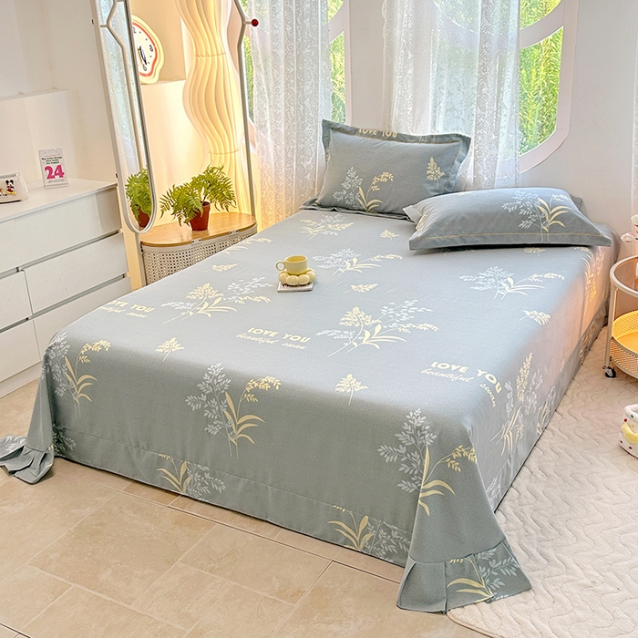 91家纺网 家纺一手货源 找家纺 家贝爱 2024新款加厚纯棉生态磨毛床单系列 叶舞轻盈