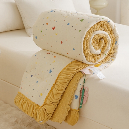 91家纺网 家纺一手货源 找家纺 （总）有货 2024新款韩版全棉双层皱皱纱豆豆大豆被被子被芯