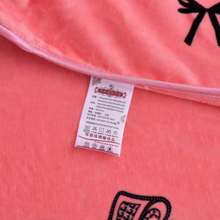 91家纺网 家纺一手货源 找家纺 阿亮家居 2024新款8.5斤保暖牛奶绒金貂绒床裙款四件套 蝴蝶结