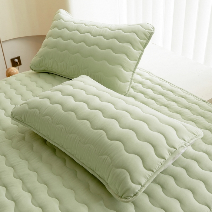 91家纺网 家纺一手货源 找家纺 2024新款原棉夹棉枕套-四季款 松石绿