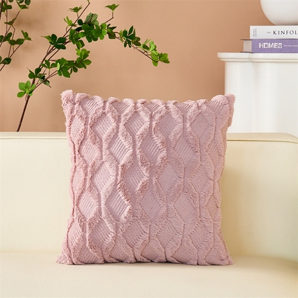 91家纺网 家纺一手货源 找家纺 （总）品尚嘉 跨境亚马逊ins毛绒抱枕套纯色几何菱形沙发靠垫