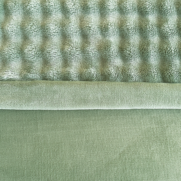 91家纺网 家纺一手货源 找家纺 芸锦豪 2024新款仿兔毛小泡泡兔兔绒兔毛绒四件套 茶绿