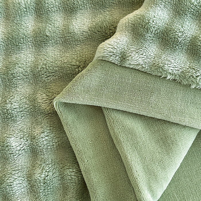 91家纺网 家纺一手货源 找家纺 芸锦豪 2024新款仿兔毛小泡泡兔兔绒兔毛绒四件套 茶绿