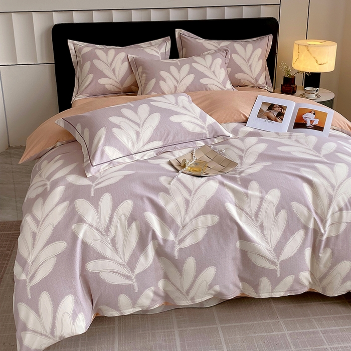 91家纺网 家纺一手货源 找家纺 2024新款全棉生态磨毛四件套 松叶