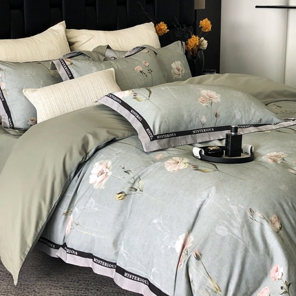 91家纺网 家纺一手货源 找家纺 薏思家纺 2025新款全棉生态磨毛--数码印花双飞边-神秘之境系列Mysterious 芳馨绿