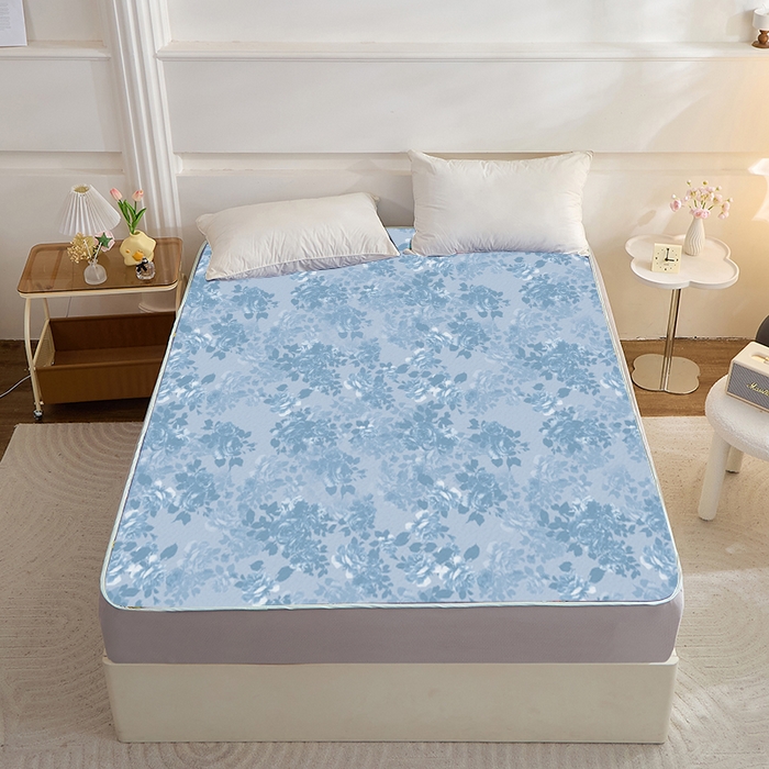 91家纺网 家纺一手货源 找家纺 芙宁娜 2024新款防水隔尿垫床笠床垫保护罩姨妈垫婴儿尿布可机洗成人护理床笠 蓝花