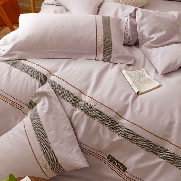 91家纺网 家纺一手货源 找家纺 2024新款A类云柔棉加密柔顺磨毛四件套千鸟格系列 千鸟格-鸢尾紫