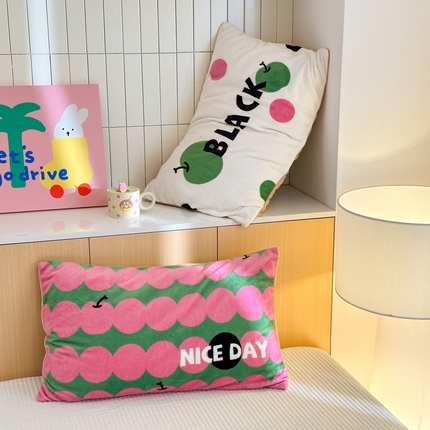 寐居家纺 2024新款大阪牛奶绒数码印花枕套 平安果