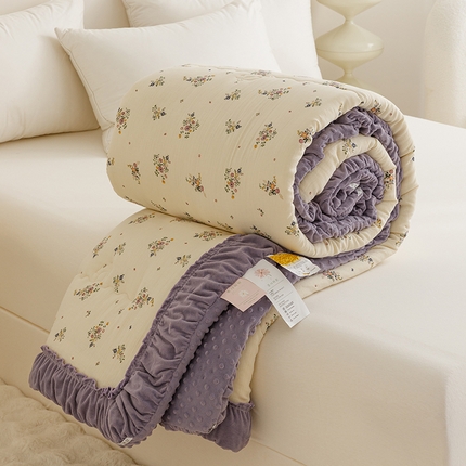 91家纺网 家纺一手货源 找家纺 （总）有货 2024新款韩版全棉双层皱皱纱豆豆大豆被被子被芯