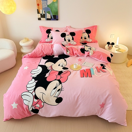 91家纺网 家纺一手货源 找家纺 典曼家纺 2024新款迪士尼磨毛大版卡通四件套 奇妙世界