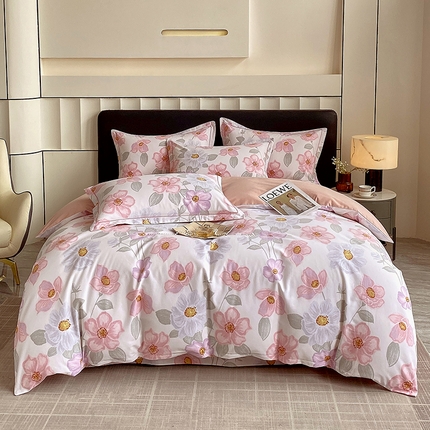 91家纺网 家纺一手货源 找家纺 2024新款全棉生态磨毛四件套 小美好