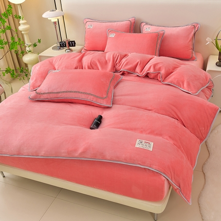 91家纺网 家纺一手货源 找家纺 （总）绒品荟家纺 2025新款加厚纯色牛奶绒床笠款四件套