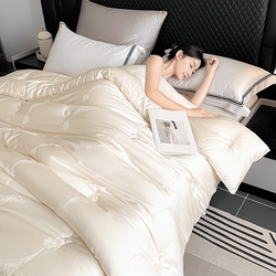 91家纺网 家纺一手货源 找家纺 （总）雅高 2025新款臻品轻奢银丝大提花70%羊绒被羊绒蛋白被子被芯保暖冬被,巴洛克金,巴洛克粉