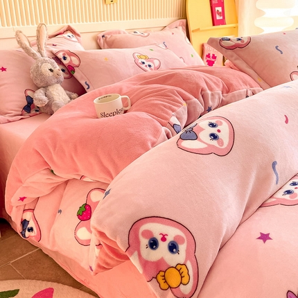 91家纺网 家纺一手货源 找家纺 （总）狂想家 2025新款加厚牛奶绒卡通印花四件套系列风格二