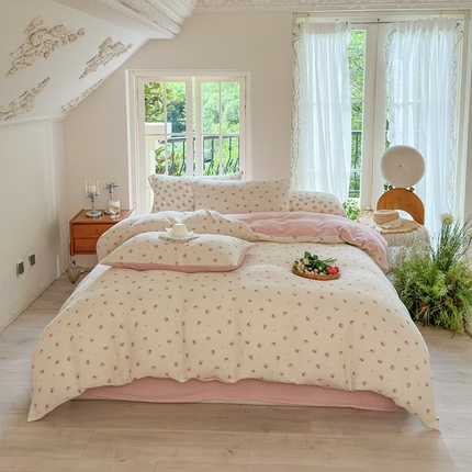 木楌  2025新款全棉A类皱皱纱印花四件套 璎珞