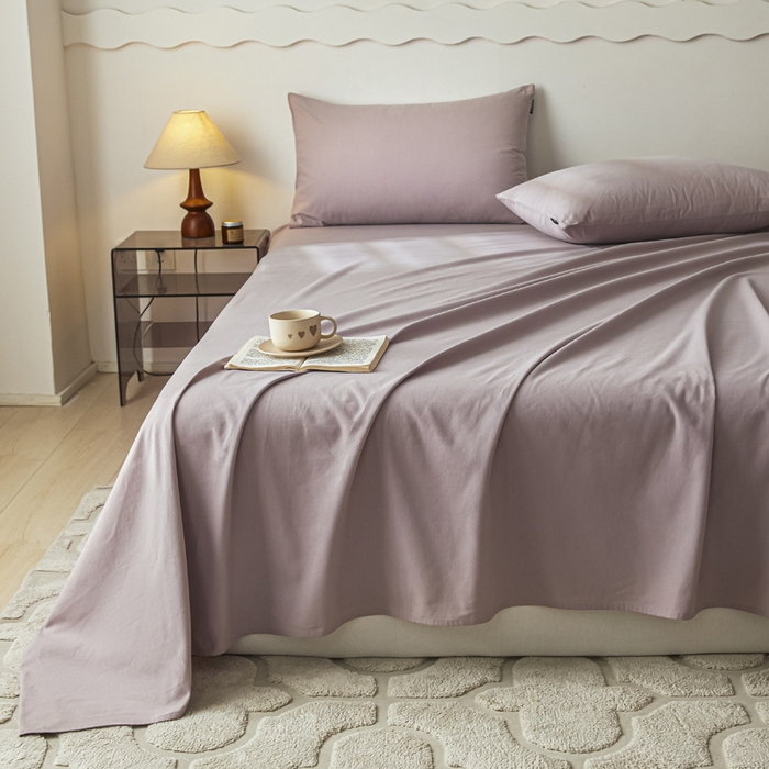 91家纺网 家纺一手货源 找家纺 涵宸家纺 2024新款全棉磨毛四件套纯厚系列-单床单 a星空紫