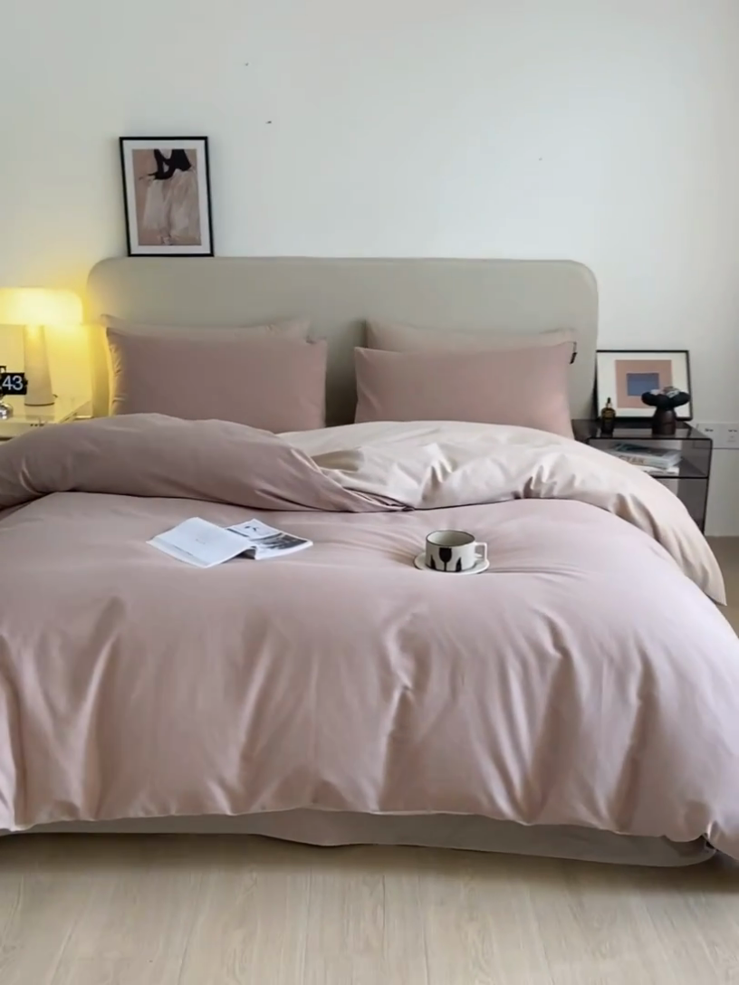 91家纺网 家纺一手货源 找家纺 涵宸家纺 2024新款全棉磨毛四件套纯厚系列（轻）-四件套 纯厚（复古棕+茶色