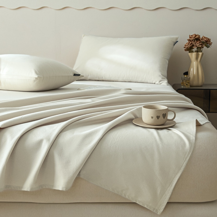 91家纺网 家纺一手货源 找家纺 涵宸家纺 2024新款全棉磨毛四件套纯厚系列-单床单 a奶白