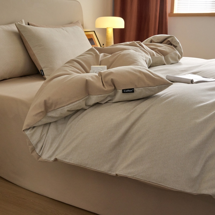 91家纺网 家纺一手货源 找家纺 涵宸家纺 2024新款全棉磨毛四件套纯厚系列（轻）-单被套 纯厚-枝条咖