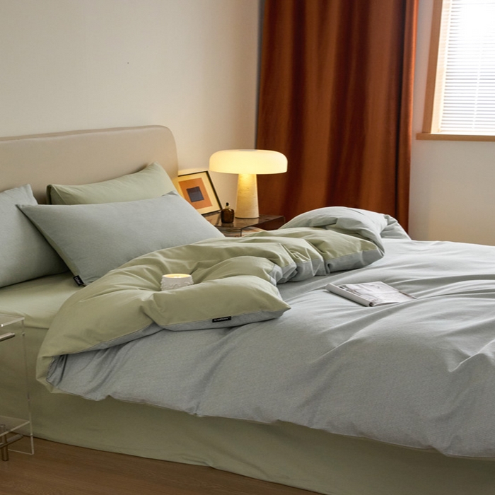 91家纺网 家纺一手货源 找家纺 涵宸家纺 2024新款全棉磨毛四件套纯厚系列（轻）-四件套 纯厚-枝条绿