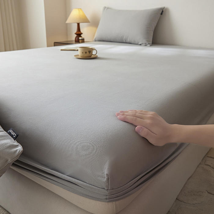 91家纺网 家纺一手货源 找家纺 涵宸家纺 2024新款全棉磨毛四件套纯厚系列-单床笠 a兰灰